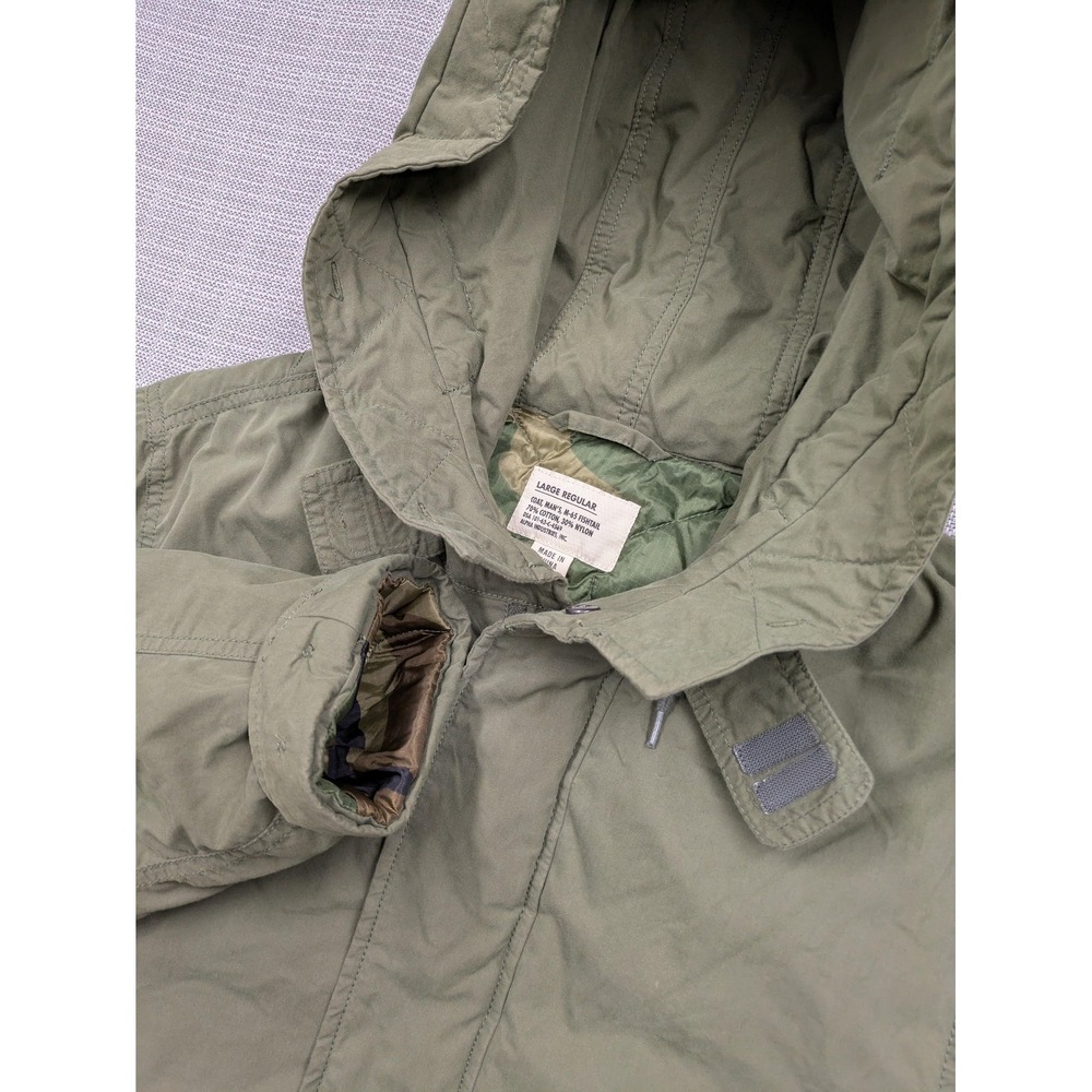 Alpha Industries Parka Coat Mens Medium Green M-65 Fishtail Hooded Lined Canvas